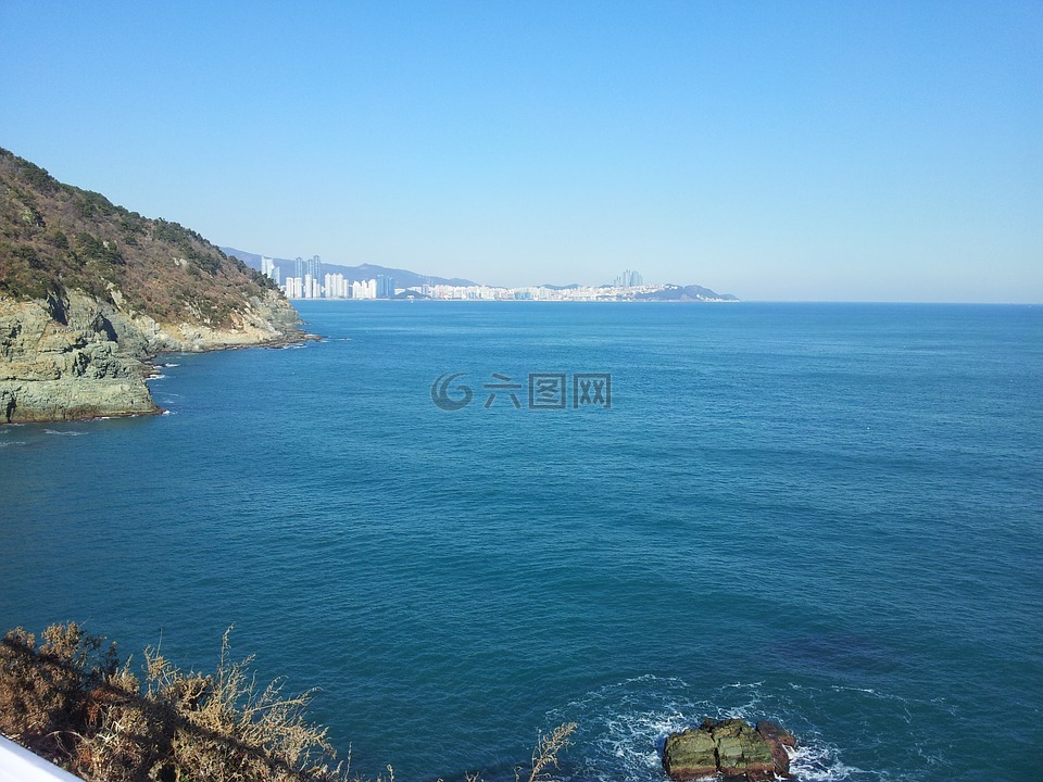 海,在平静的海面,沿海