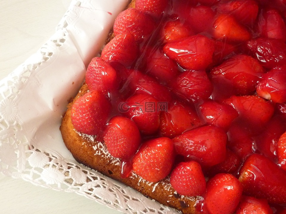 草莓蛋糕,草莓,吃