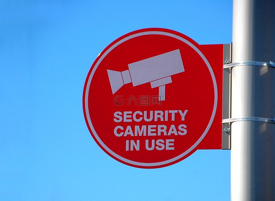 安全摄像头的标志,迹象,相机