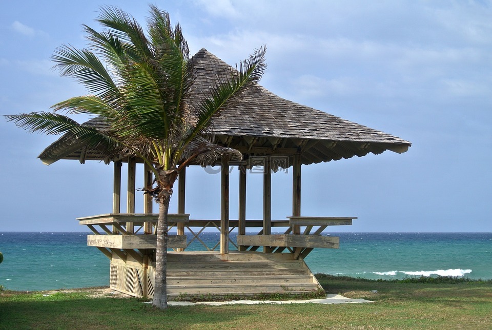 牙买加,沙滩小屋,加勒比海