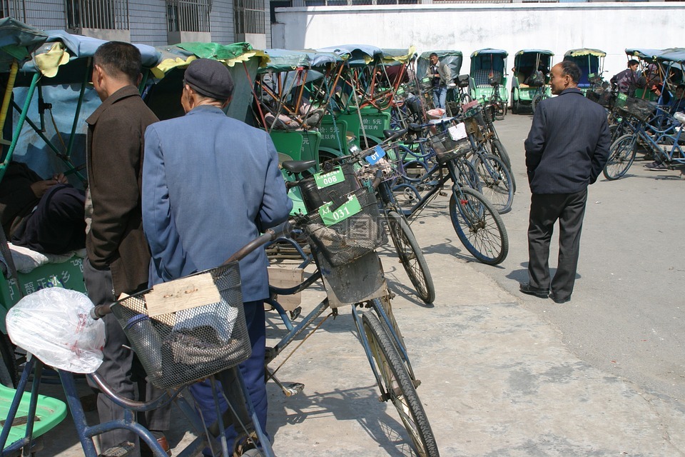 自行车人力车,中国,自行车出租车站