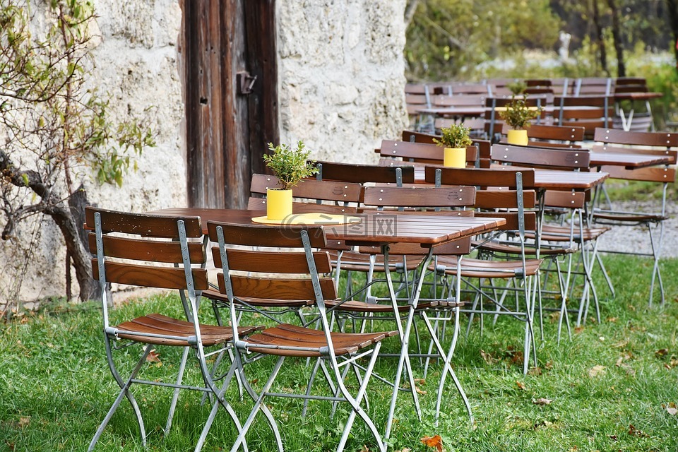啤酒花园,椅子,餐桌