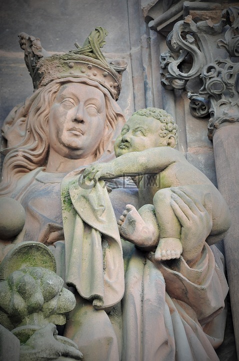 处女,维京和孩子,雕像