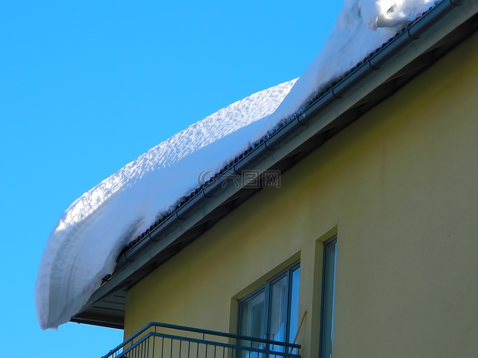 雪,冬天,房子