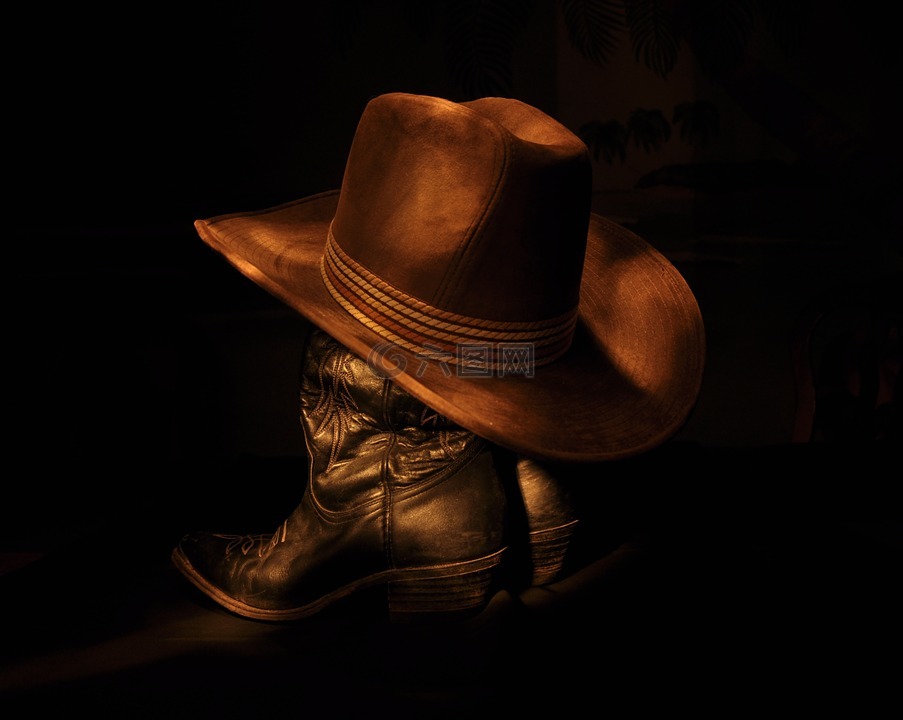 牛仔,帽子,靴子