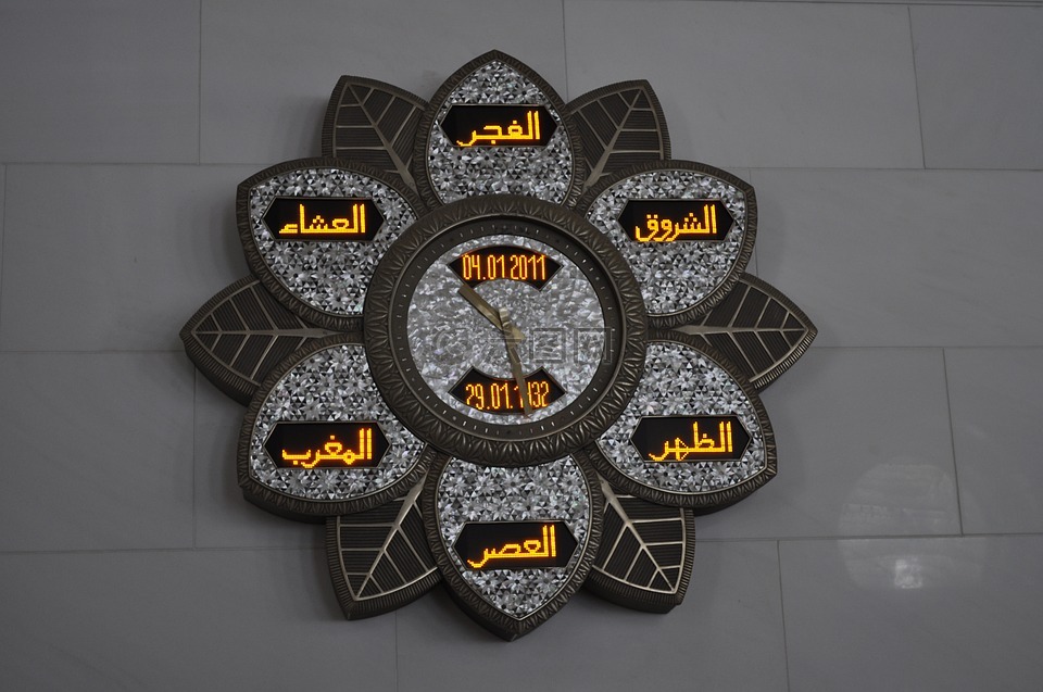 时钟,墙,阿拉伯语