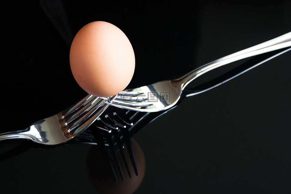 鸡蛋,叉,水煮