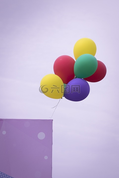 气球,紫色,天空