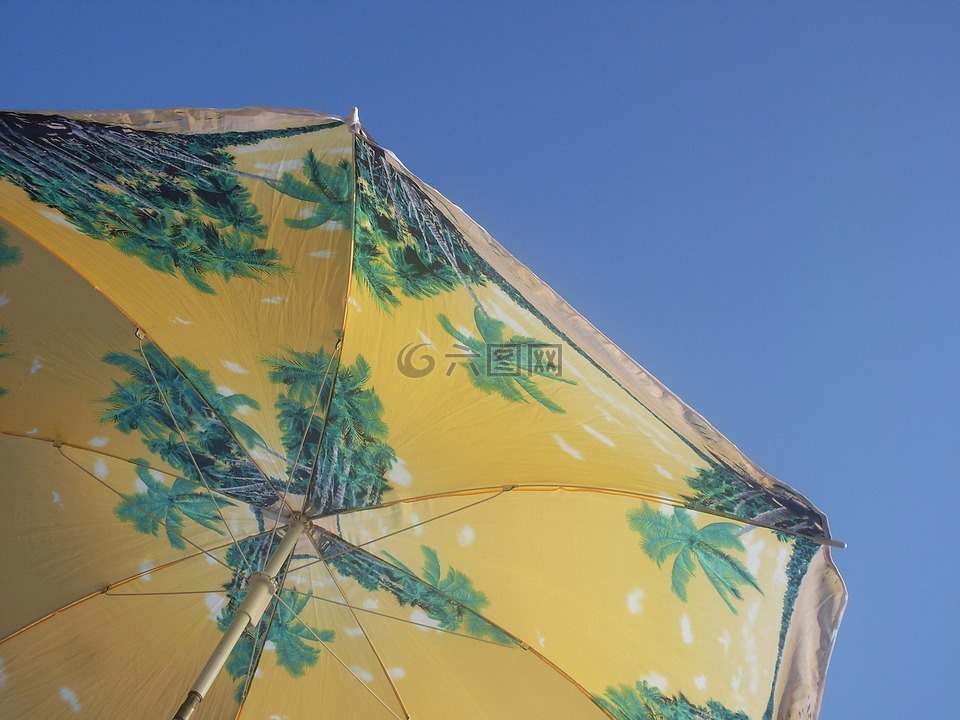 伞,天空,海滩