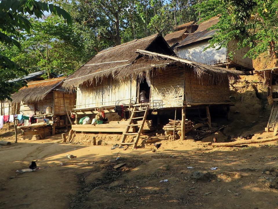 老挝,村,房屋