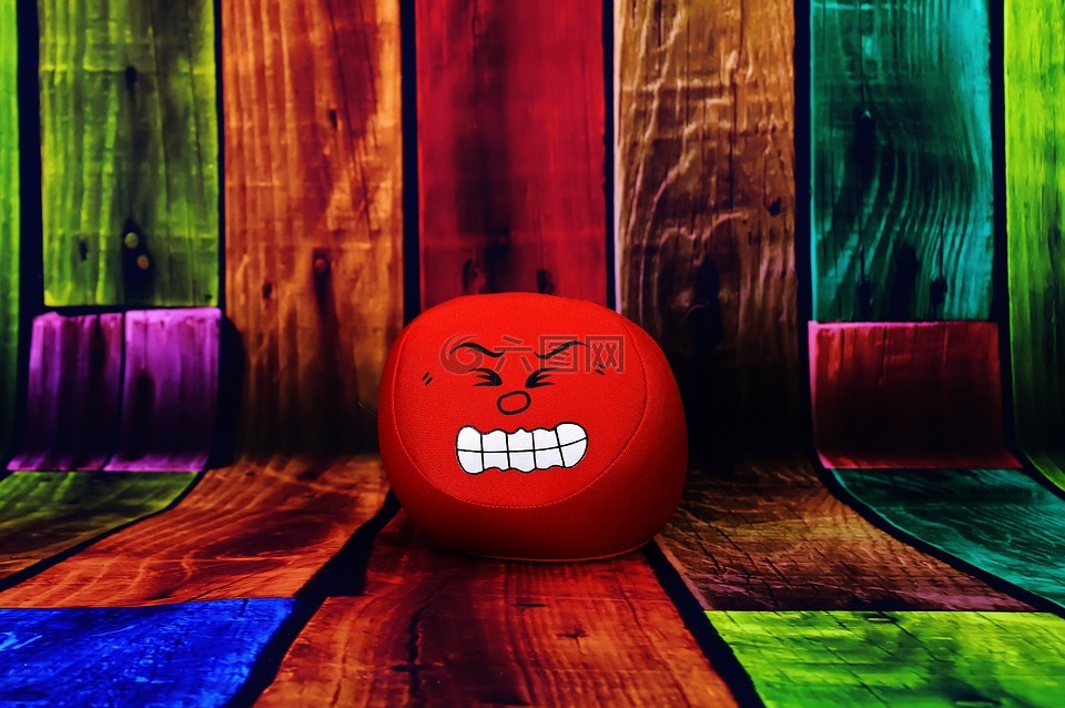 笑脸,生气,红色