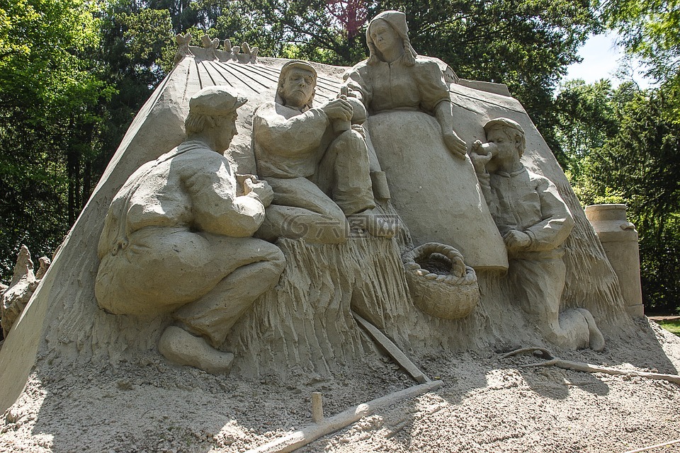 砂雕塑,艺术,砂