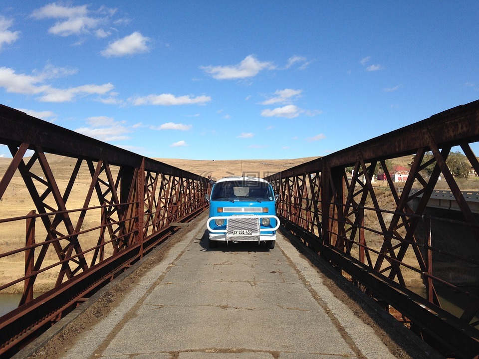 桥,大众汽车,蓝色