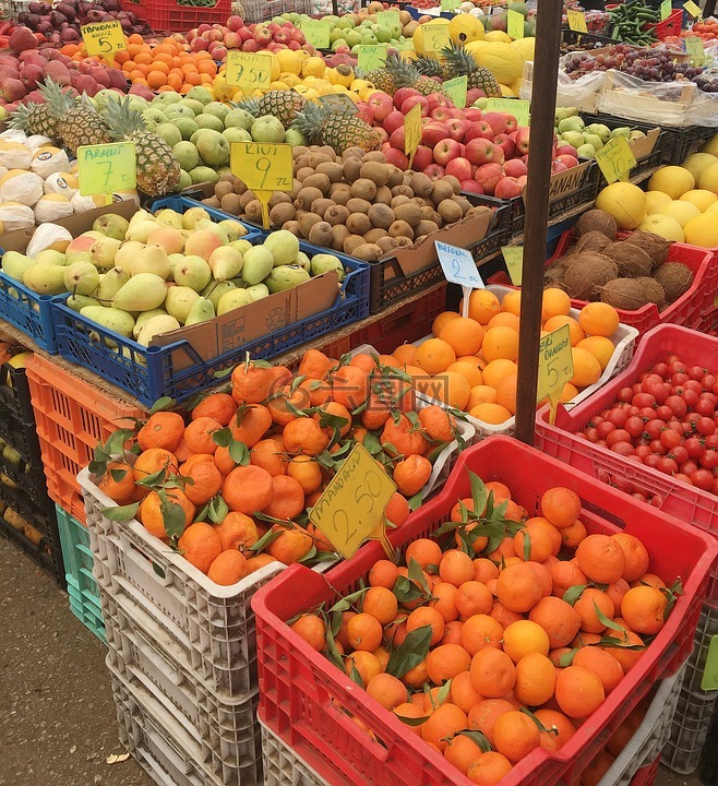 市场,蜜桔,水果