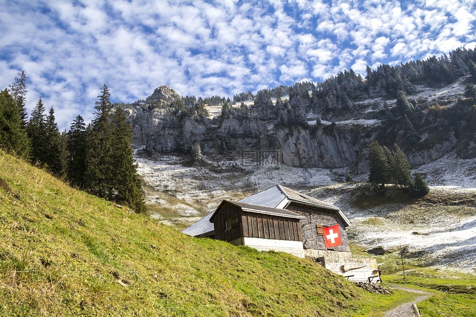 山,高山小屋,瑞士