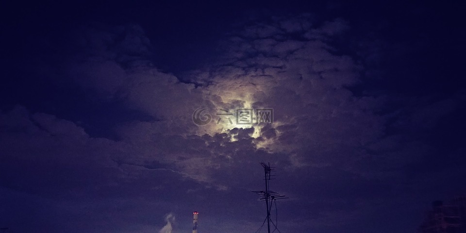 月光,晚上,月亮