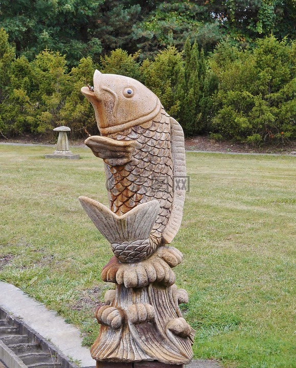 雕塑,石像,鱼