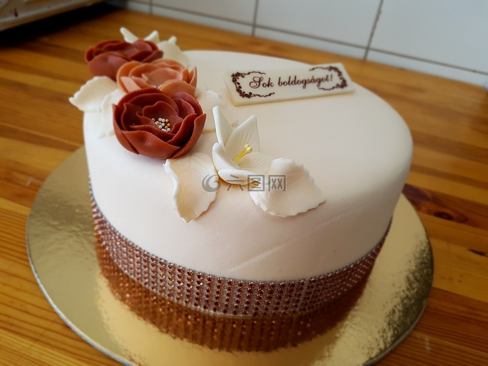 蛋糕,周年纪念,花卉