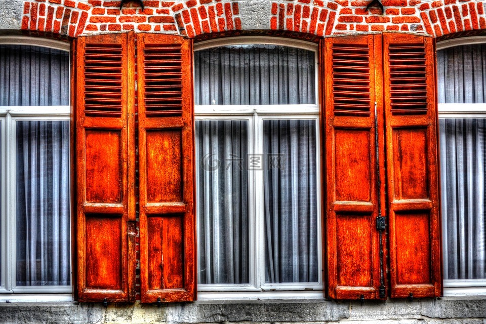 百叶窗,窗口,rue du feyt