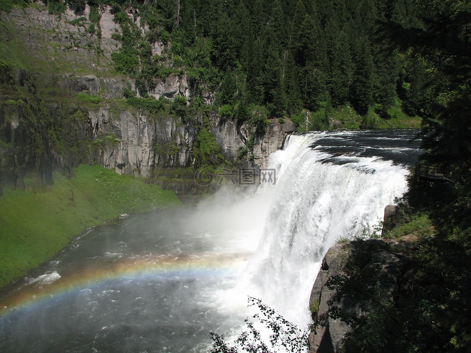 爱达荷州,大瀑布,彩虹