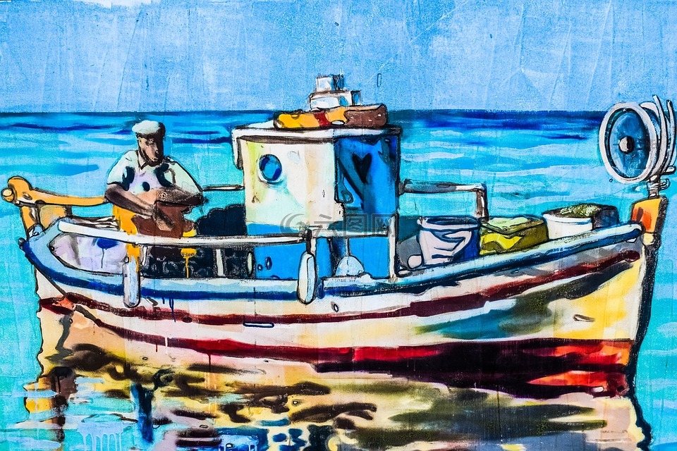 渔船,钓鱼,传统