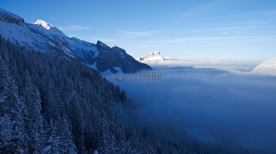 雾之海,冬天,瑞士