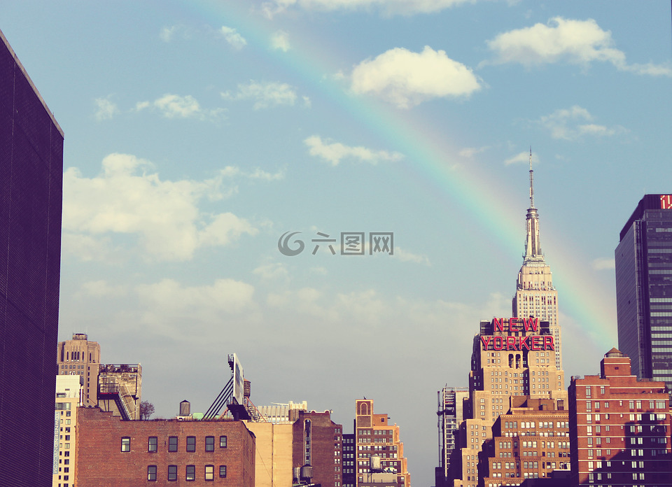 彩虹,以上,城市