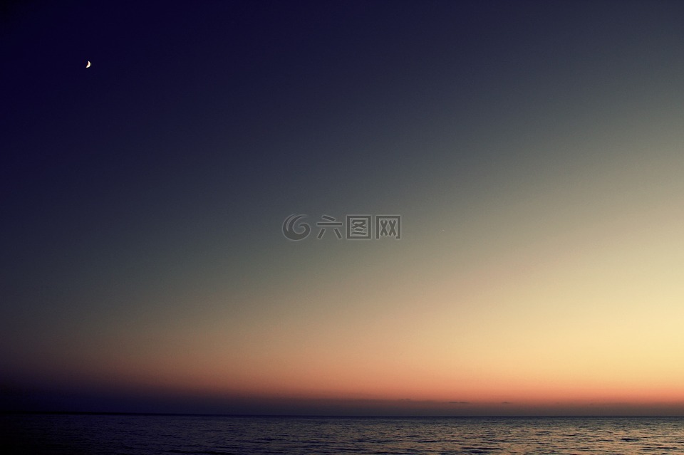 日落,海洋,海