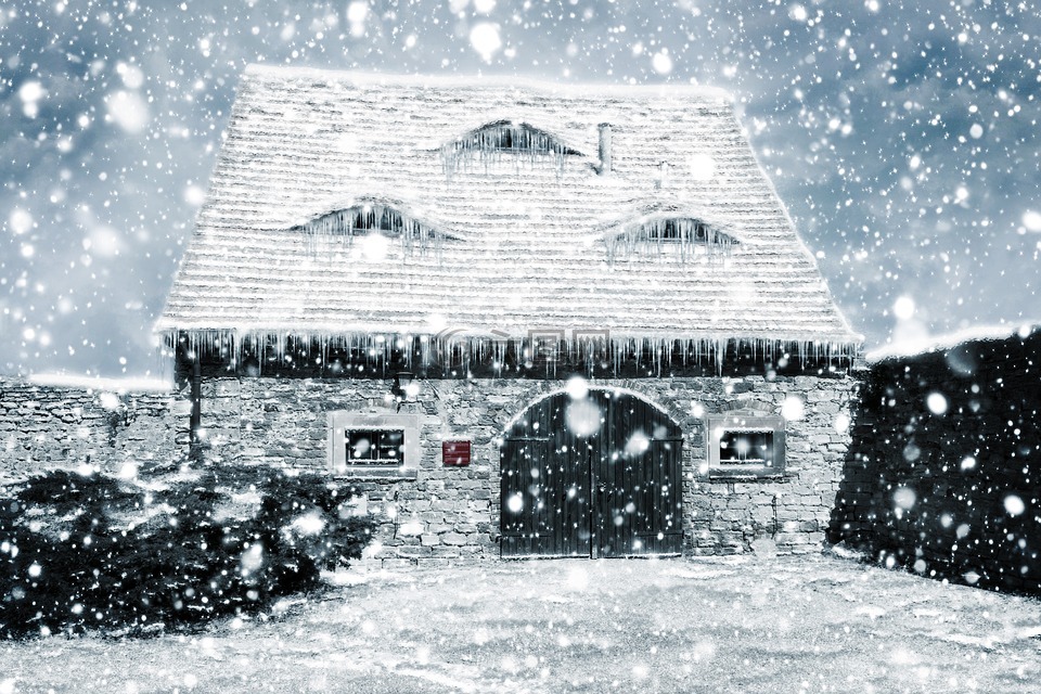冬天,雪,房子