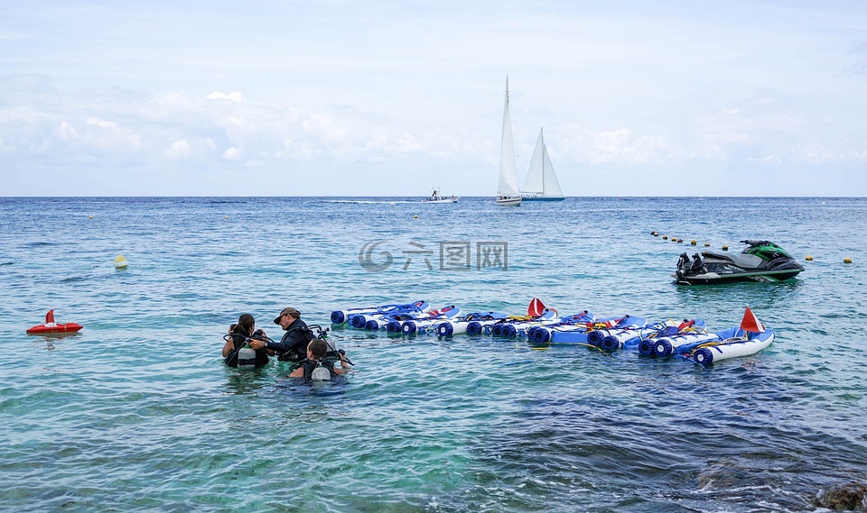水肺潜水,人,海