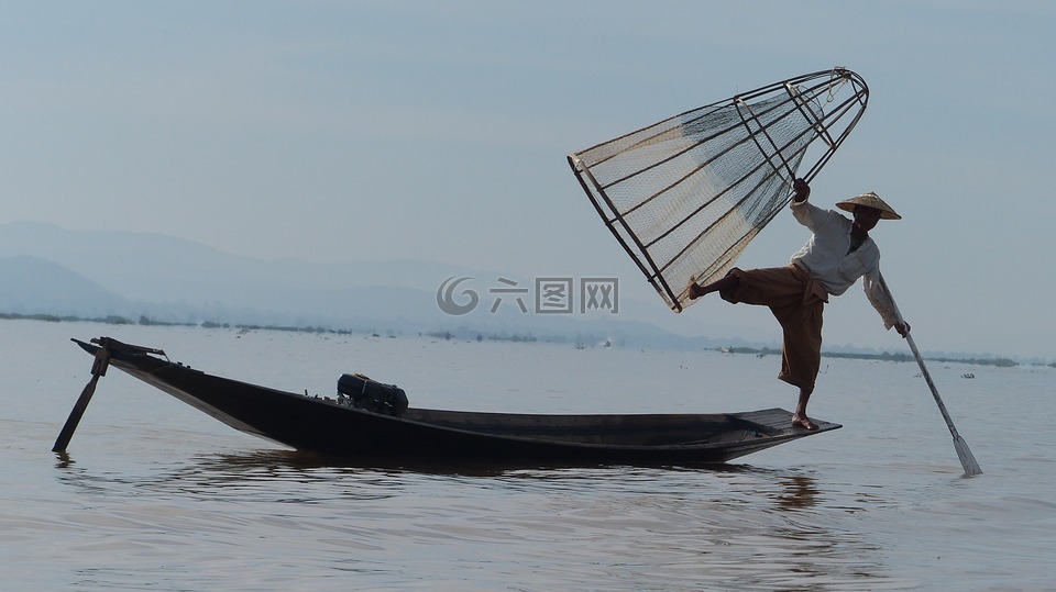 缅甸,茵莱湖,渔夫