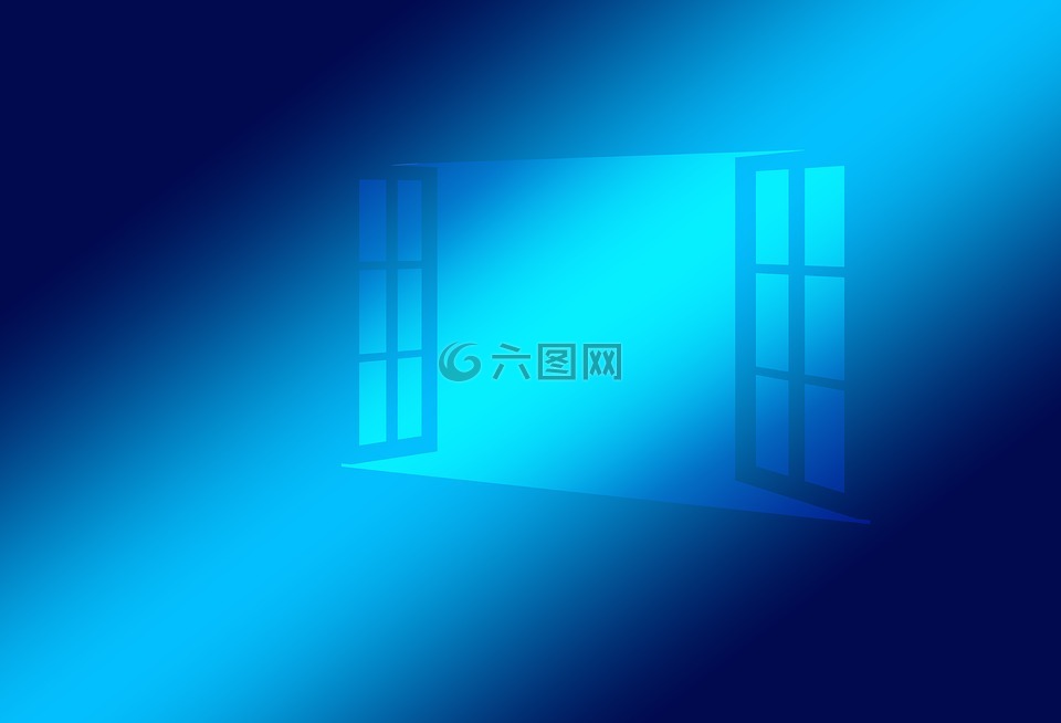 窗口,开放,蓝色