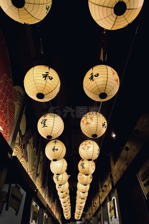 日本,灯笼,传统的