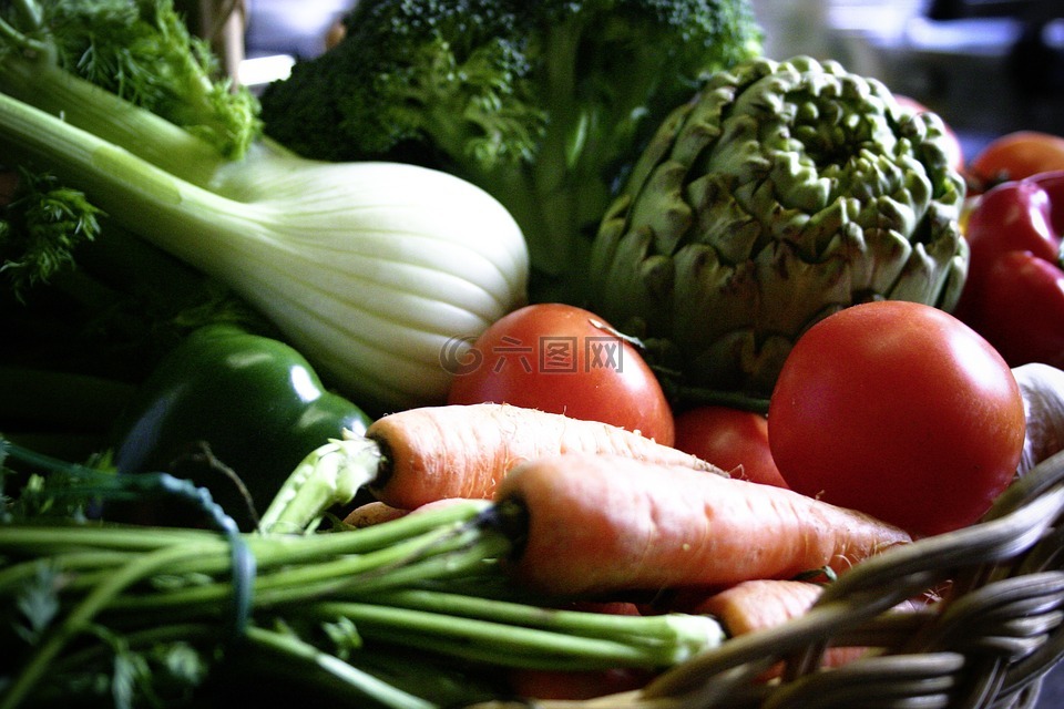 蔬菜,购物篮,红萝卜