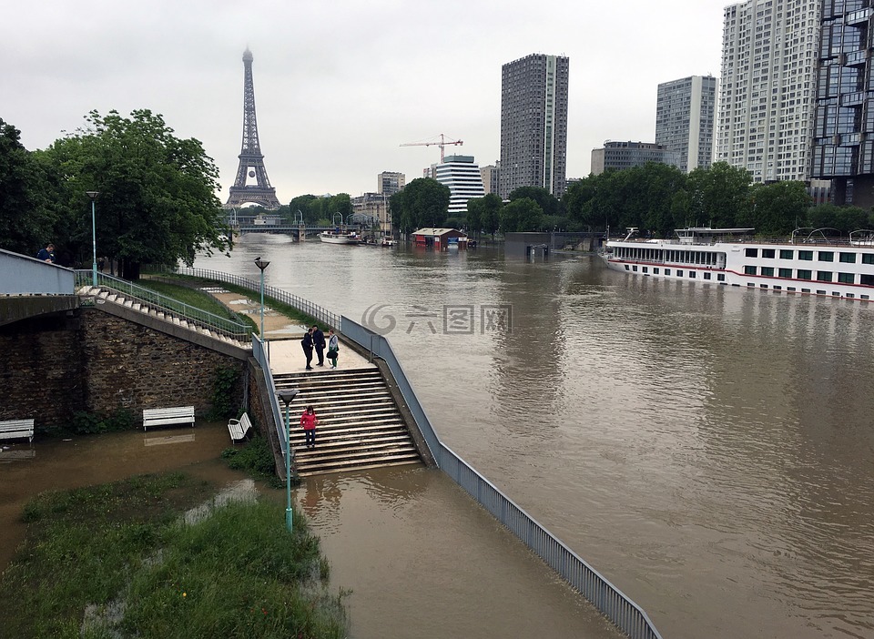 洪水,塞纳河畔,巴黎