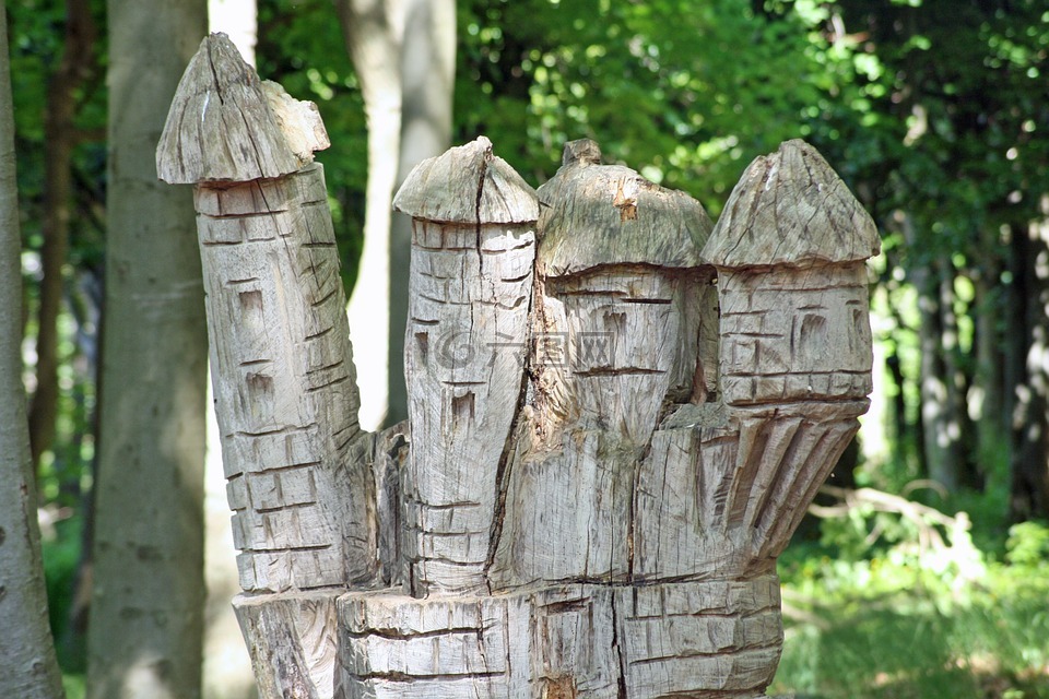 木制的数字,赫尔辛堡,木制雕塑