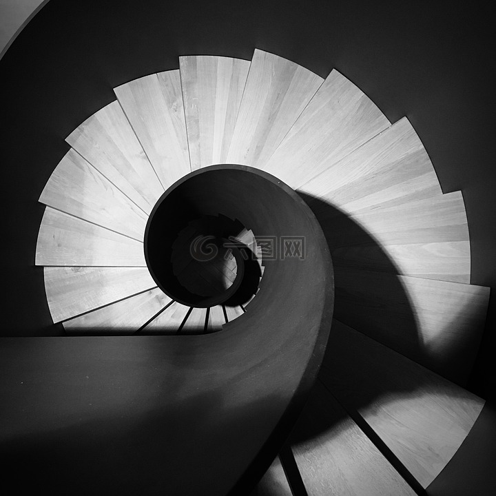 楼梯,黑色和白色,架构