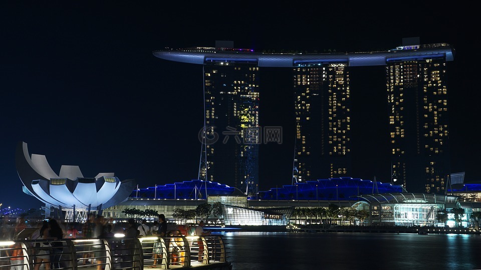 新加坡,夜,玛丽娜