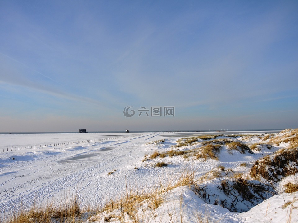 北海海岸,冬天,北海