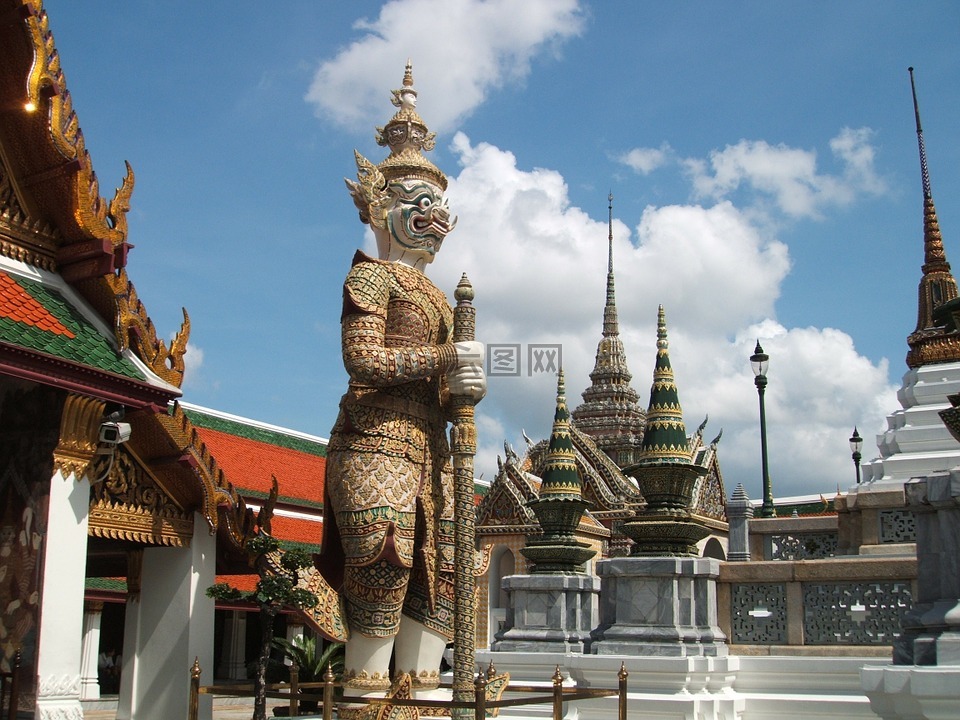 泰国,皇家宫殿,雕像