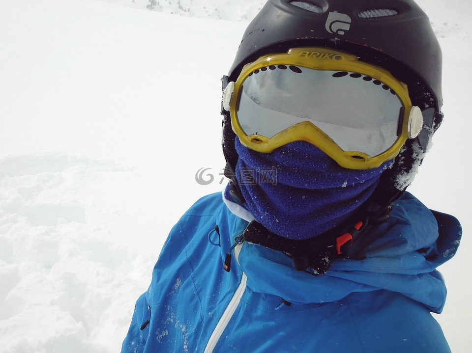 滑雪,雪,蓝色