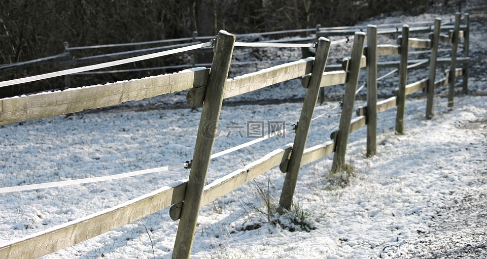 草场围栏,雪,耦合