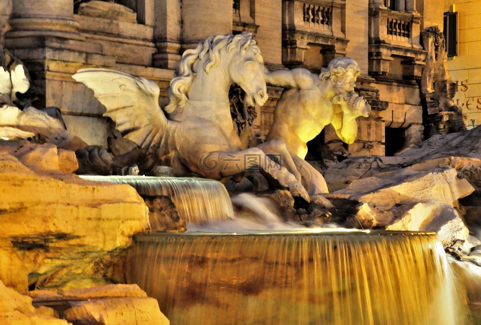 罗马,喷泉,雕像