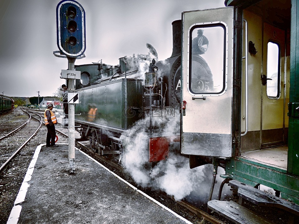 蒸汽火车,蒸汽,导轨