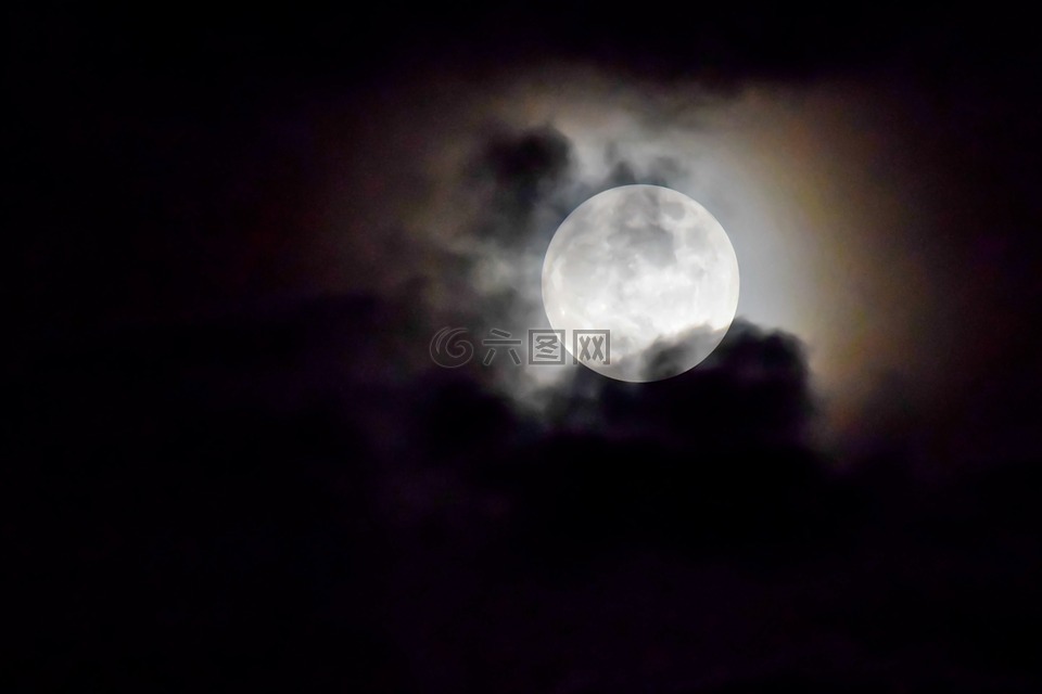 满月,月亮,月光