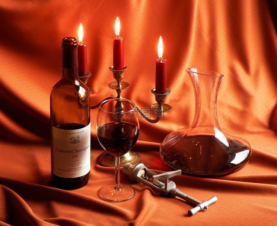 蜡烛,葡萄酒,红色