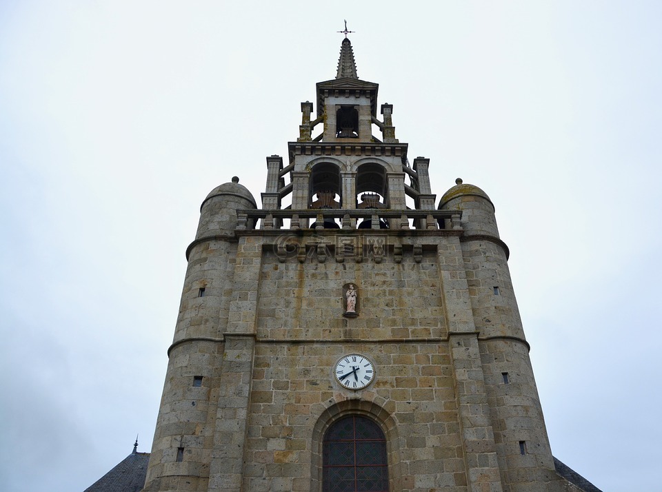 教堂,钟塔,lézardrieux