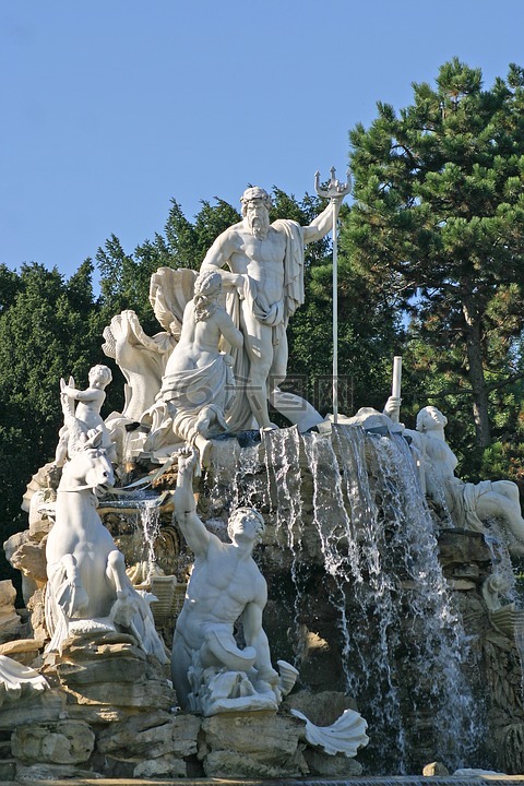 雕塑,海王星喷泉,美泉公园