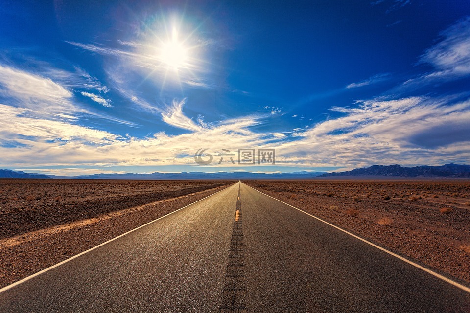 路,天空,沙漠