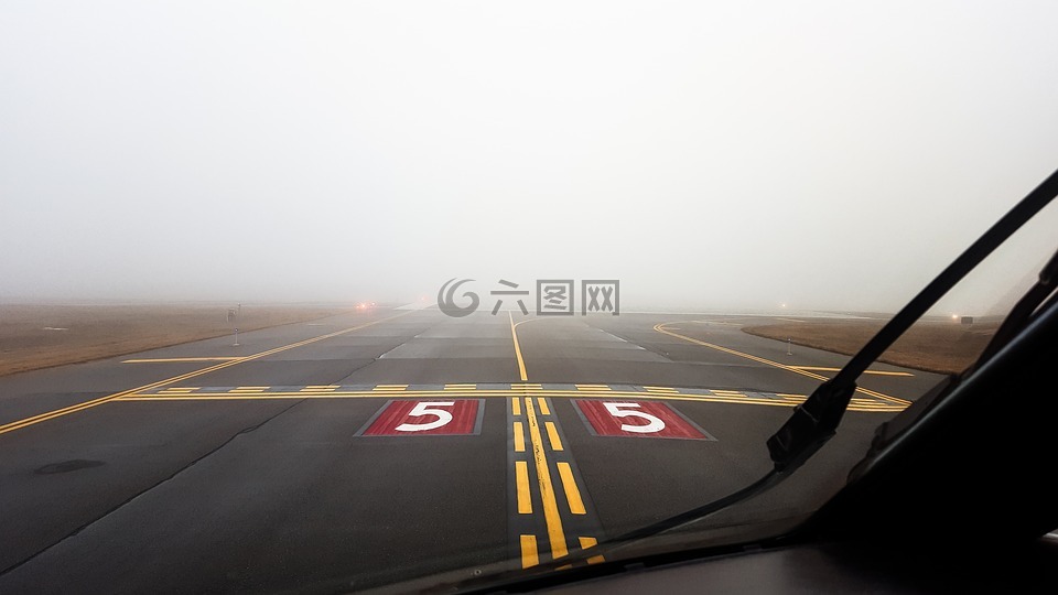 机场,跑道,雾